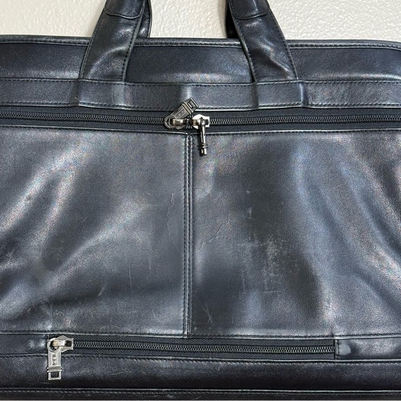 Tumi black leather expandable organizer laptop briefcase - Picture 3 of 11